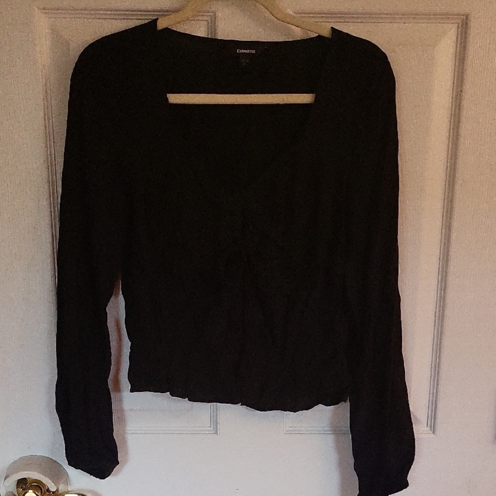 Element Black Long Sleeve Ruched Blouse